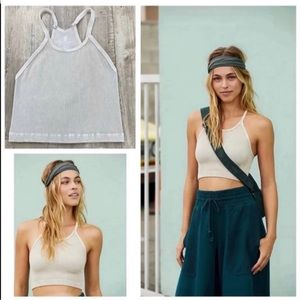 NWOT Free People Happiness Runs Crop in stone eagle XS/S